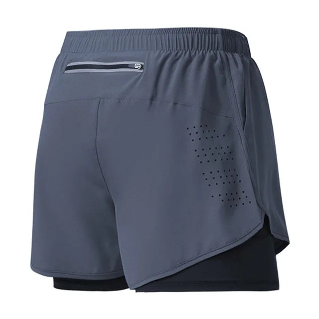 Men’s Quick-Dry Double Layer Running Shorts Oppyi