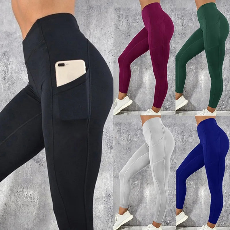 Yoga Fitness Women Leggings High Waist Tights with Pocket Gym Workout Running Stretchy Sexy Butt Liftting Casual Skinny Pants Oppyi