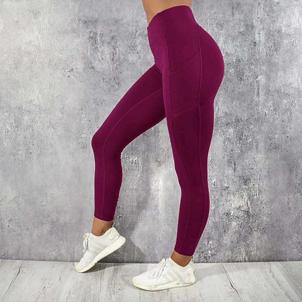 Yoga Fitness Women Leggings High Waist Tights with Pocket Gym Workout Running Stretchy Sexy Butt Liftting Casual Skinny Pants Oppyi
