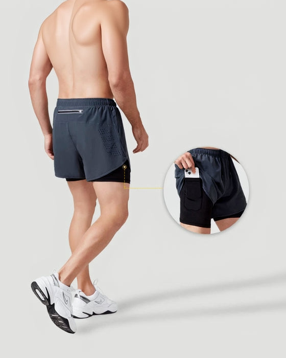 Men’s Quick-Dry Double Layer Running Shorts Oppyi
