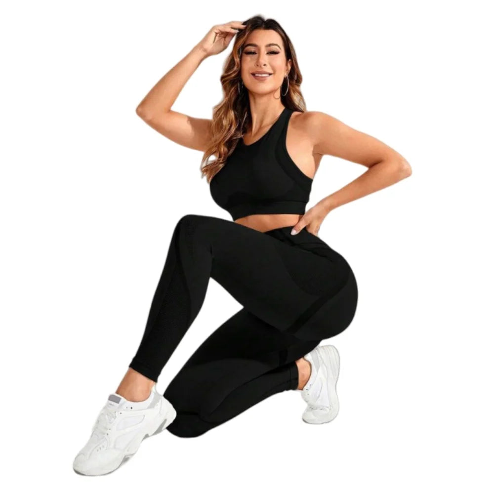 2-piece suit, women's yoga suit, beautiful back high waist trousers combination, seamless super elastic ideal gym clothing Oppyi