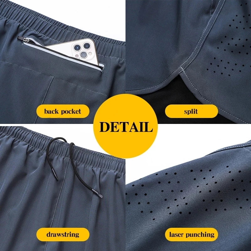 Men’s Quick-Dry Double Layer Running Shorts Oppyi