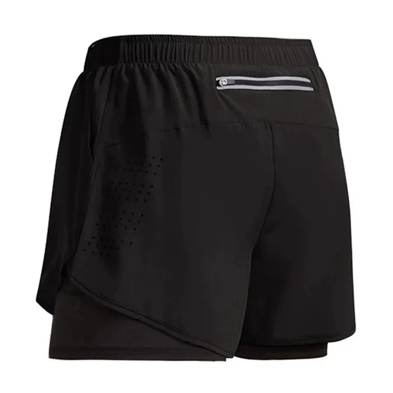 Men’s Quick-Dry Double Layer Running Shorts Oppyi