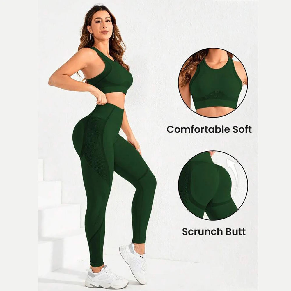 2-piece suit, women's yoga suit, beautiful back high waist trousers combination, seamless super elastic ideal gym clothing Oppyi