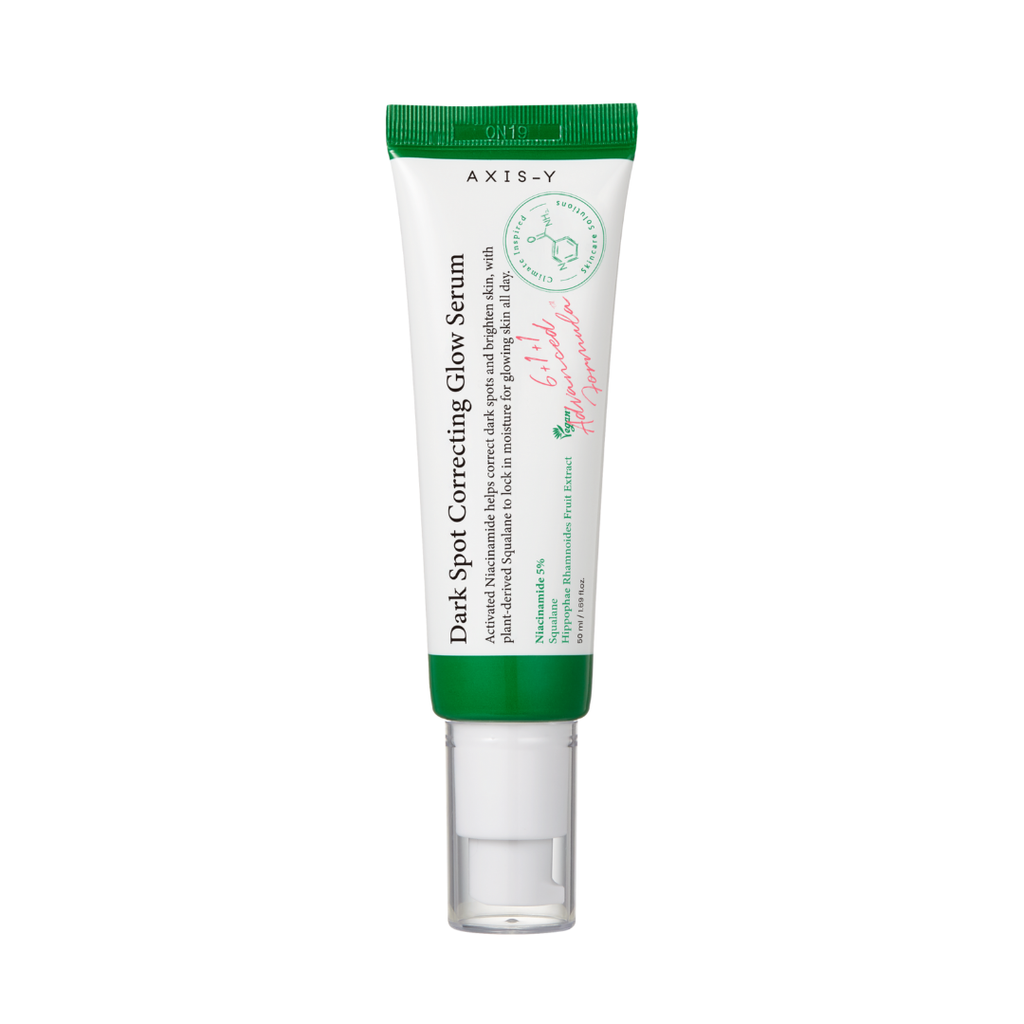 Tube of Axis-Y Dark Spot Correcting Glow Serum on a white background