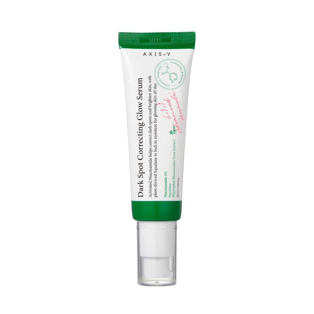 Tube of Axis-Y Dark Spot Correcting Glow Serum on a white background