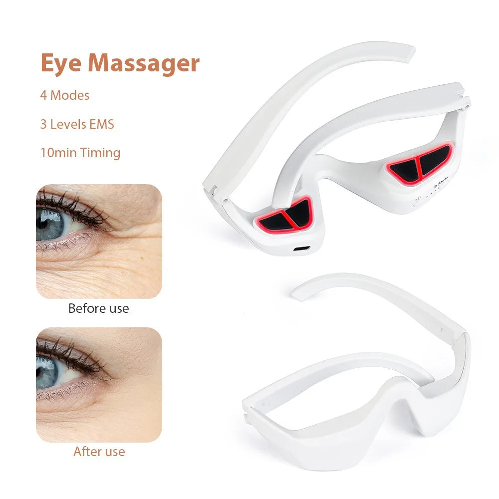 Eye Massager Under Eye Red Light Therapy Glasses, Red Light Therapy Device Microcurrent Reduce Dark Circles and Wrinkles Oppyi