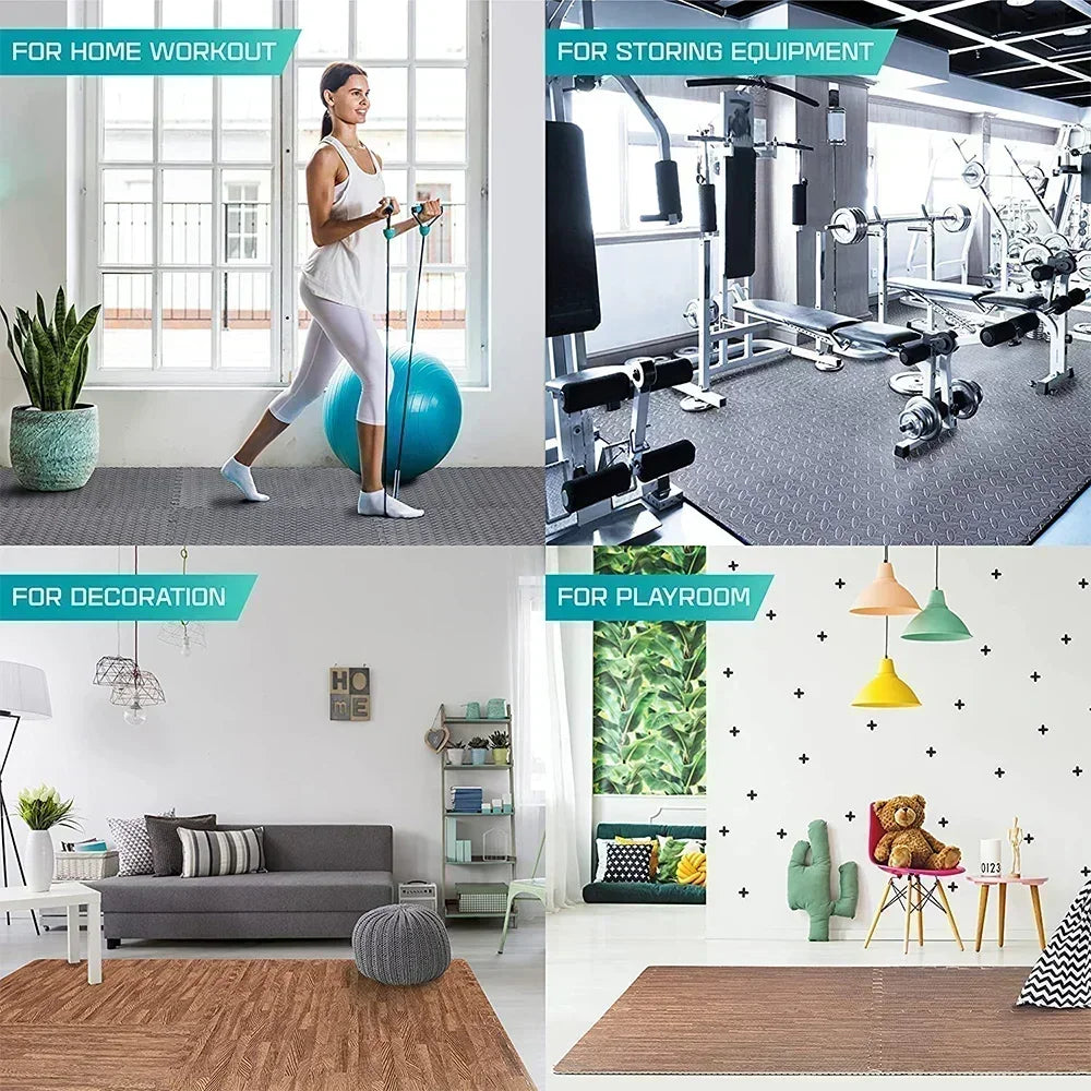 4~20Pcs Puzzle Fitness Mat, Eva Interlocking Foam Floor Tiles for Home Gym, Home Gym Equipment Mat, Non-Slip Floor Mat for Kids Oppyi