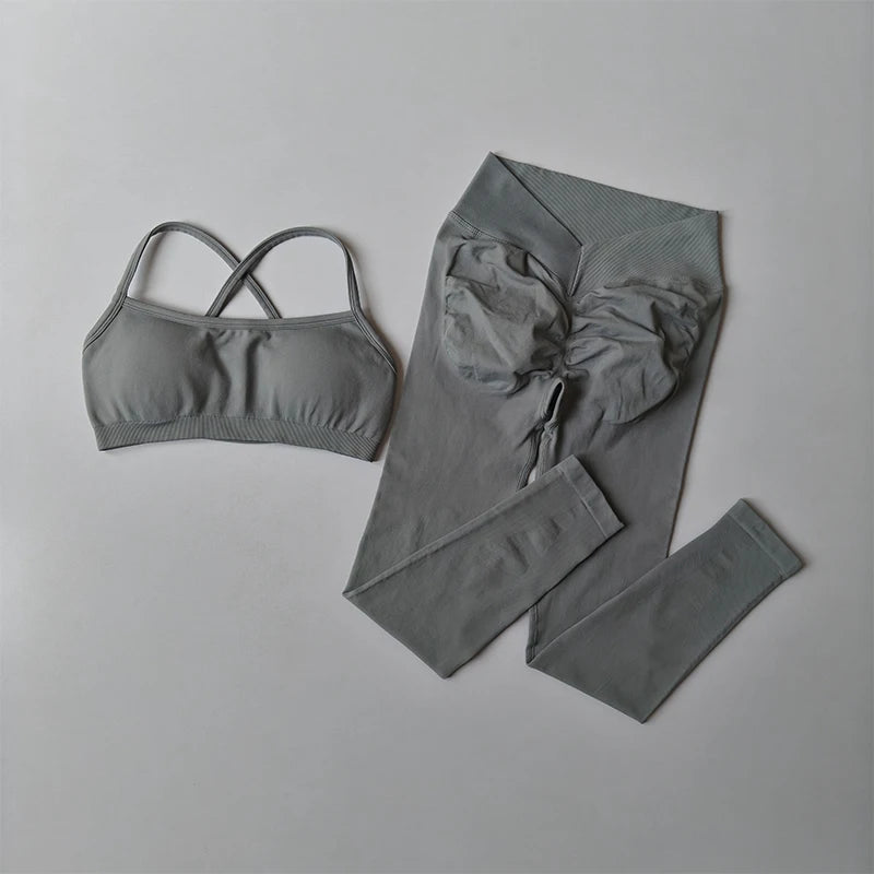 2025 Peach Hip Fitness Yoga Suit 2-Piece Set Quick Drying V-Waist Tight Fitness Leggings Sports Bra And  Yoga Leggings for Women Oppyi