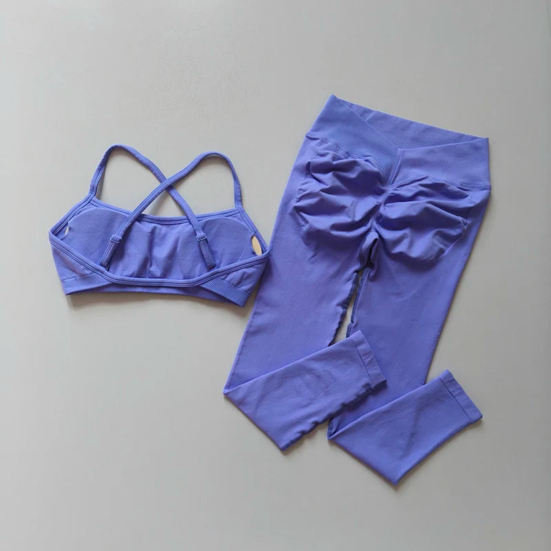 2025 Peach Hip Fitness Yoga Suit 2-Piece Set Quick Drying V-Waist Tight Fitness Leggings Sports Bra And  Yoga Leggings for Women Oppyi