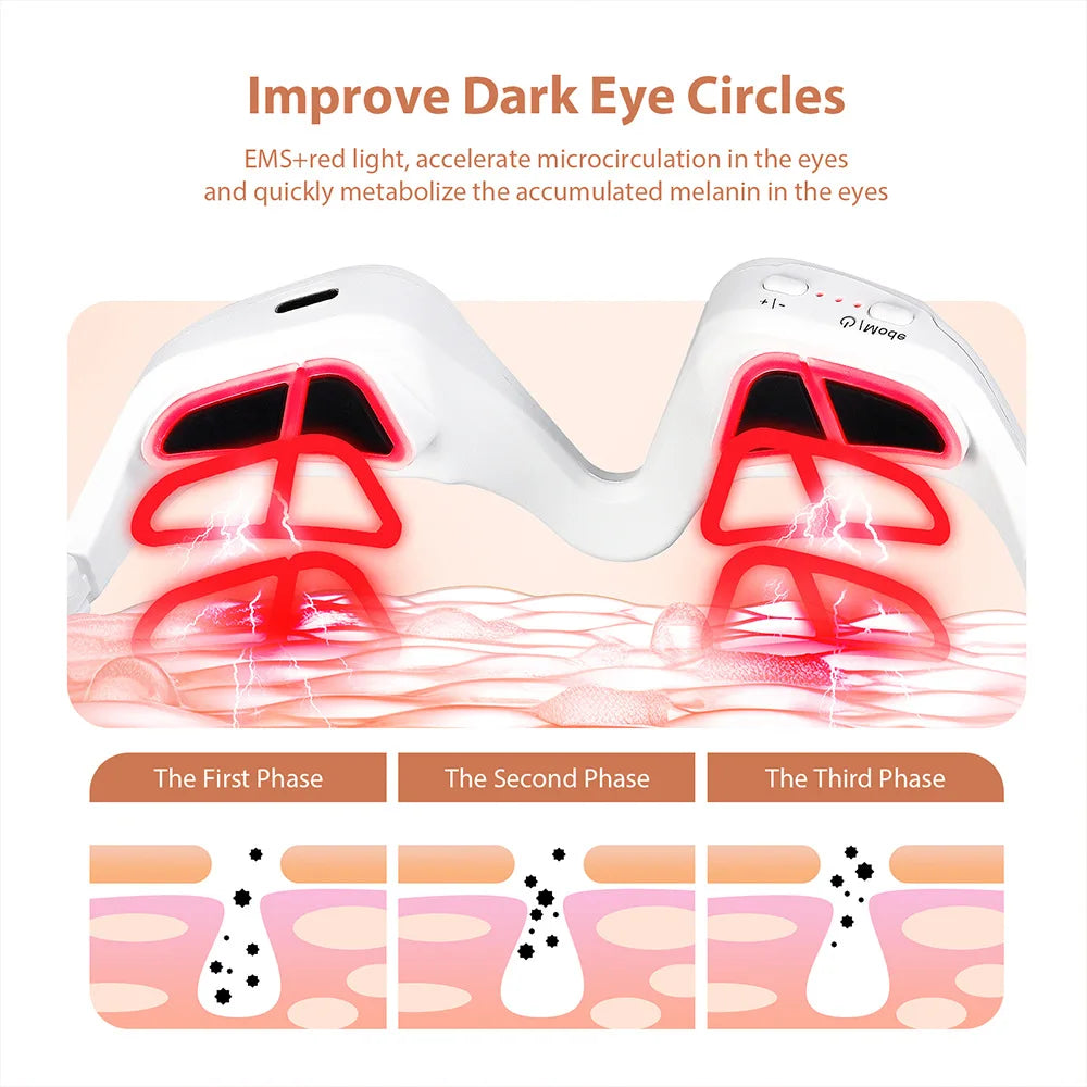 Eye Massager Under Eye Red Light Therapy Glasses, Red Light Therapy Device Microcurrent Reduce Dark Circles and Wrinkles Oppyi