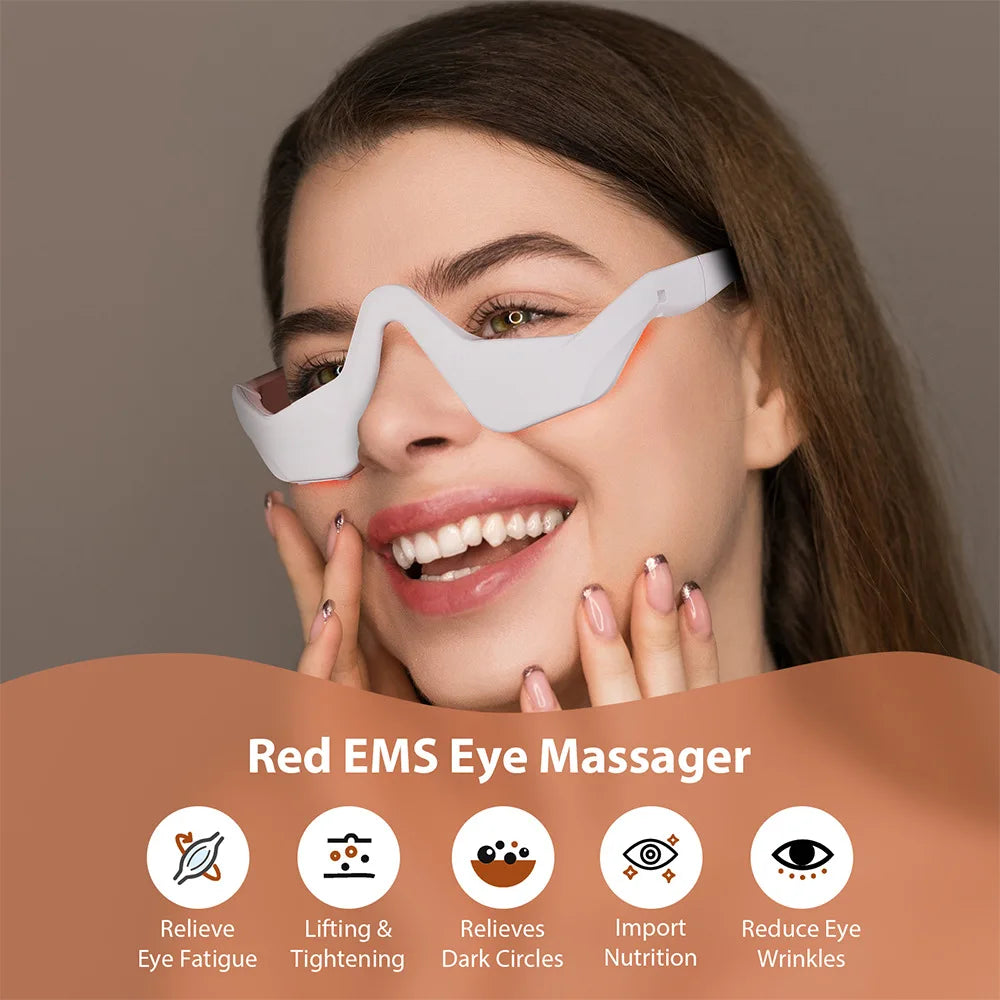 Eye Massager Under Eye Red Light Therapy Glasses, Red Light Therapy Device Microcurrent Reduce Dark Circles and Wrinkles Oppyi