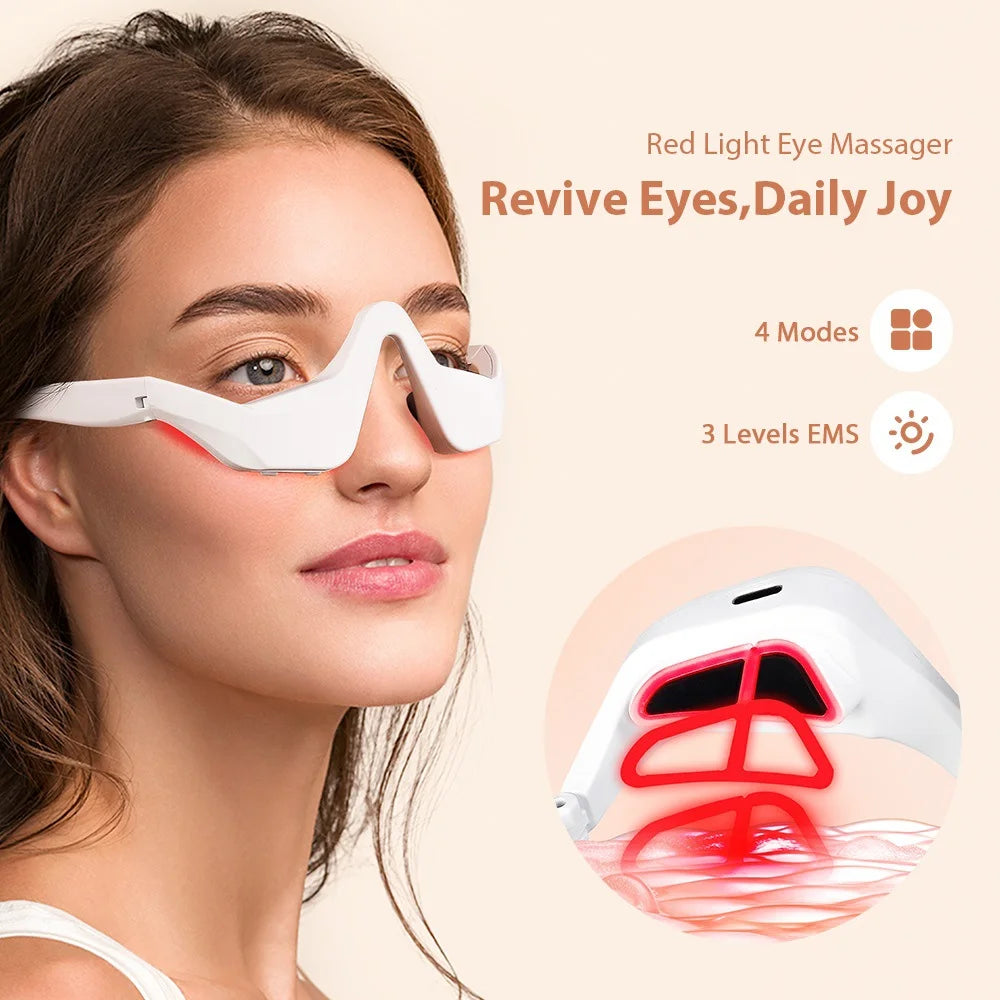 Eye Massager Under Eye Red Light Therapy Glasses, Red Light Therapy Device Microcurrent Reduce Dark Circles and Wrinkles Oppyi
