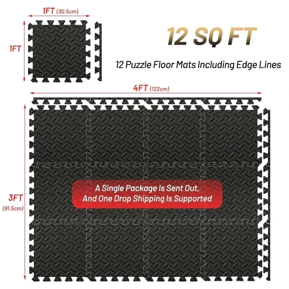 4~20Pcs Puzzle Fitness Mat, Eva Interlocking Foam Floor Tiles for Home Gym, Home Gym Equipment Mat, Non-Slip Floor Mat for Kids Oppyi