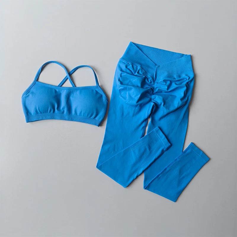 2025 Peach Hip Fitness Yoga Suit 2-Piece Set Quick Drying V-Waist Tight Fitness Leggings Sports Bra And  Yoga Leggings for Women Oppyi