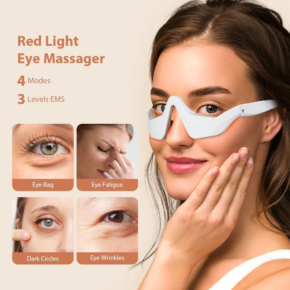Eye Massager Under Eye Red Light Therapy Glasses, Red Light Therapy Device Microcurrent Reduce Dark Circles and Wrinkles Oppyi