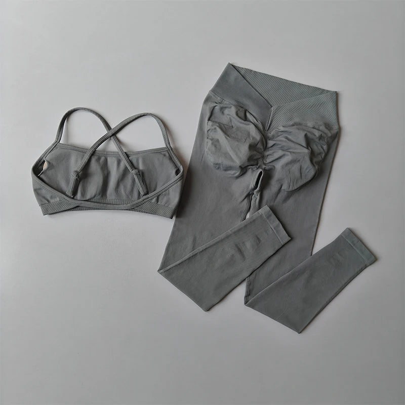 2025 Peach Hip Fitness Yoga Suit 2-Piece Set Quick Drying V-Waist Tight Fitness Leggings Sports Bra And  Yoga Leggings for Women Oppyi