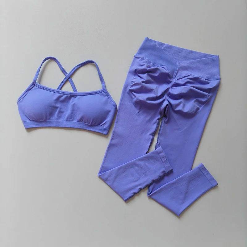 2025 Peach Hip Fitness Yoga Suit 2-Piece Set Quick Drying V-Waist Tight Fitness Leggings Sports Bra And  Yoga Leggings for Women Oppyi