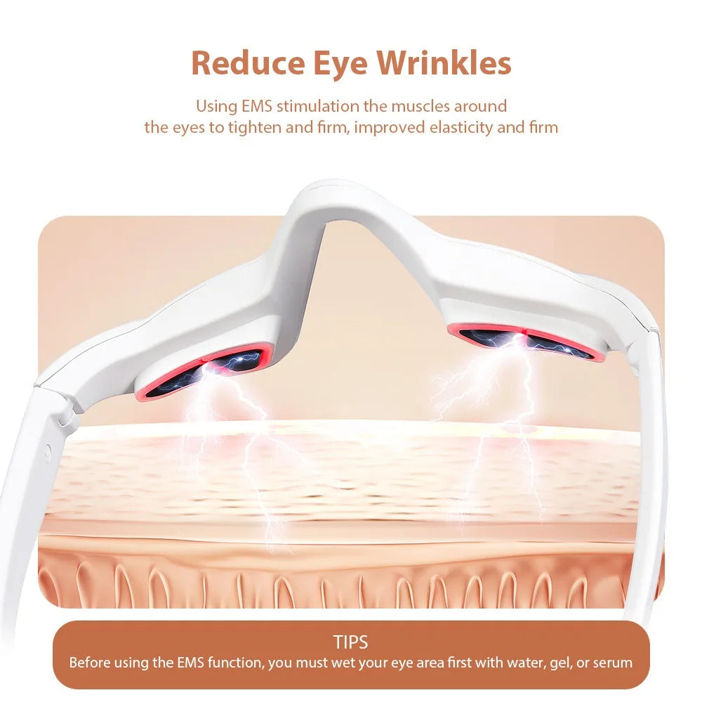 Eye Massager Under Eye Red Light Therapy Glasses, Red Light Therapy Device Microcurrent Reduce Dark Circles and Wrinkles Oppyi