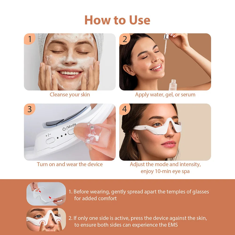 Eye Massager Under Eye Red Light Therapy Glasses, Red Light Therapy Device Microcurrent Reduce Dark Circles and Wrinkles Oppyi