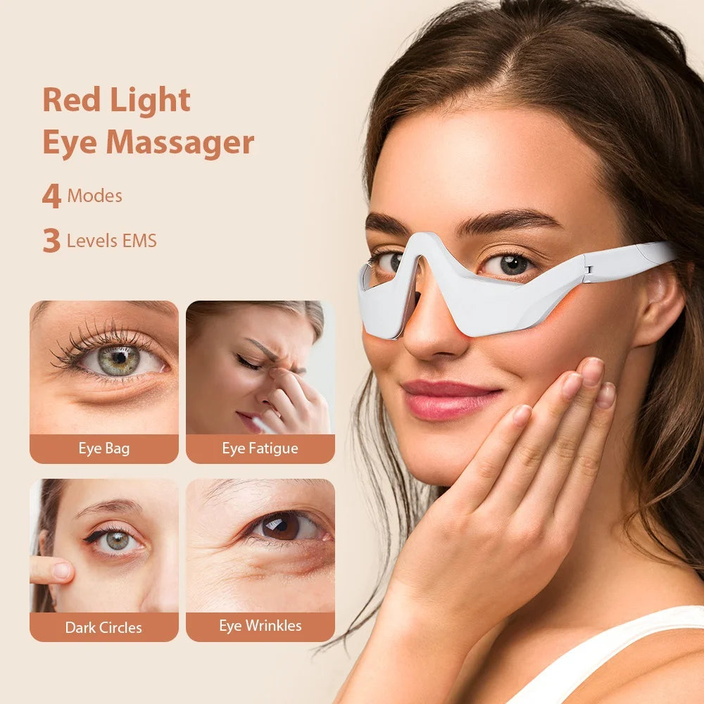 Eye Massager Under Eye Red Light Therapy Glasses, Red Light Therapy Device Microcurrent Reduce Dark Circles and Wrinkles Oppyi
