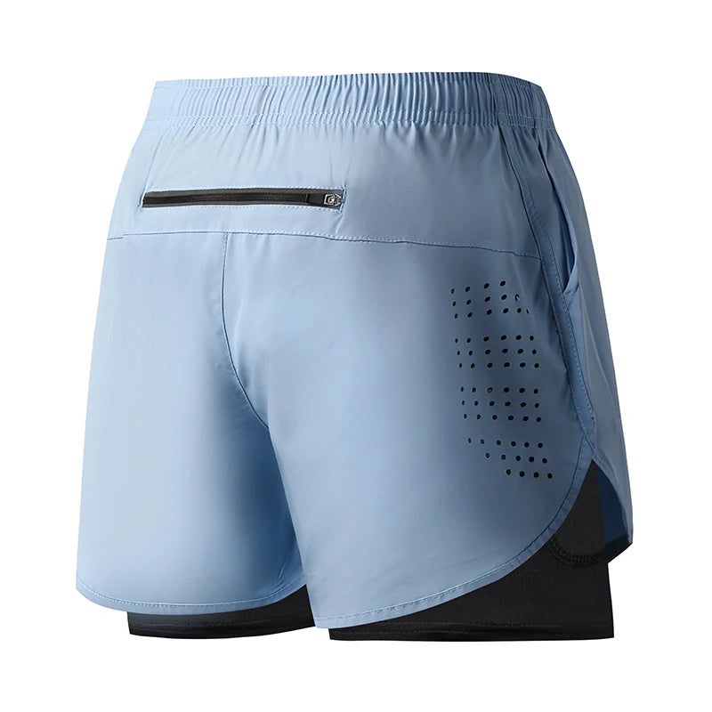 Men’s Quick-Dry Double Layer Running Shorts Oppyi